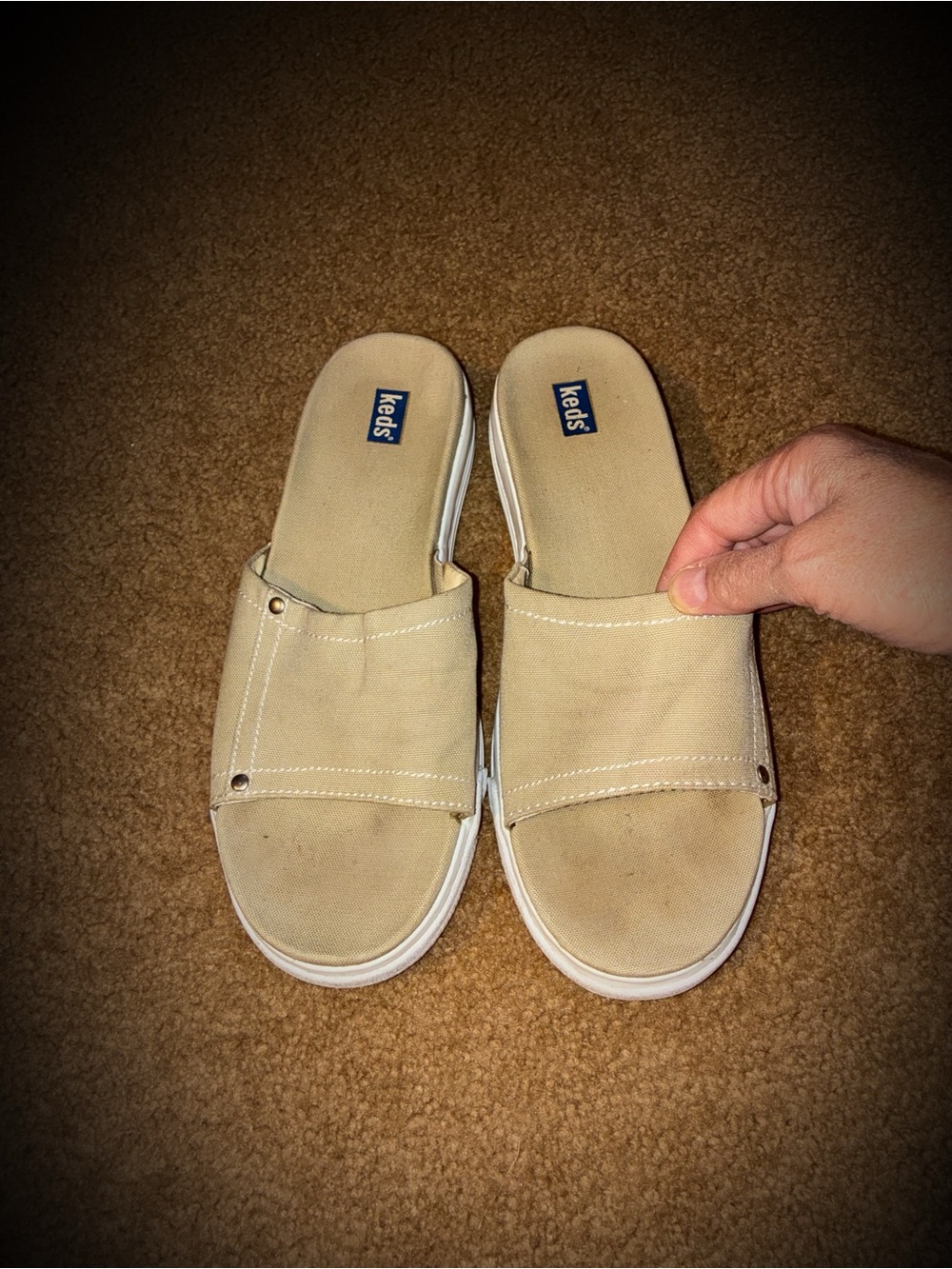 Keds Men’s Tan Canvas Slide Sandals